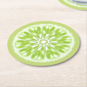 Dessous-de-verre Rond En Papier Lime des tranches d'agrumes