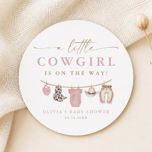 Dessous-de-verre Rond En Papier Linge de bébé rose pour petite cowgirl Baby Shower