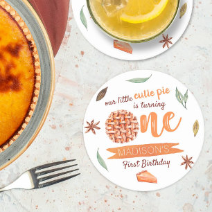 Dessous-de-verre Rond En Papier Little Cutie Pie Automne 1er Anniversaire