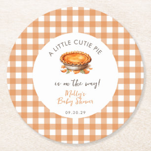 Dessous-de-verre Rond En Papier Little Cutie Pie Fall Citrouille En vichy Baby sho