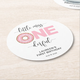 Dessous-de-verre Rond En Papier Little Miss Onederful 1er Anniversaire