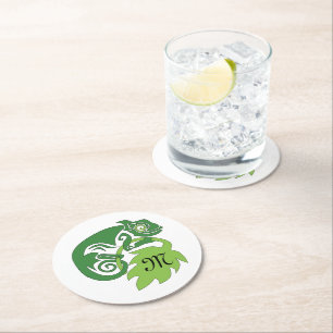 Dessous-de-verre Rond En Papier Lizard Vert Chameleon Drunk Suspendu