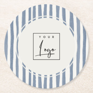 Dessous-de-verre Rond En Papier Logo Bandes Dessinées à la Main Aquarelle Bleu Cré
