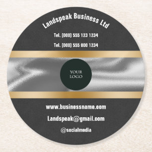 Dessous-de-verre Rond En Papier Logo Chic & Gold Black Suede Promotion des affaire