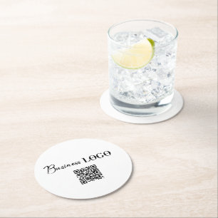 Dessous-de-verre Rond En Papier Logo de l'entreprise et code QR