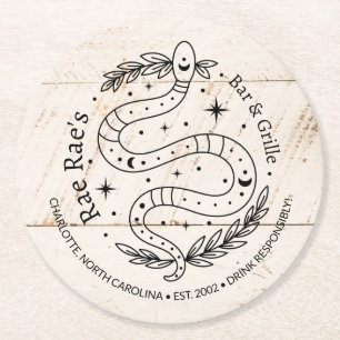 Dessous-de-verre Rond En Papier Logo de serpent minimaliste simple