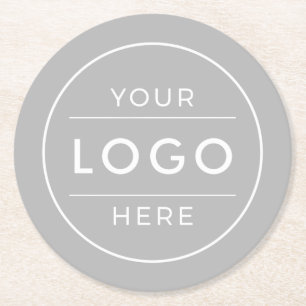 Dessous-de-verre Rond En Papier Logo de société personnalisé gris en béton moderne