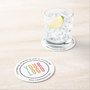 Dessous-de-verre Rond En Papier Logo d'entreprise Moderne Promotionnel Blanc