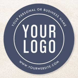 Dessous-de-verre Rond En Papier Logo d'entreprise personnalisé bleu promotionnel