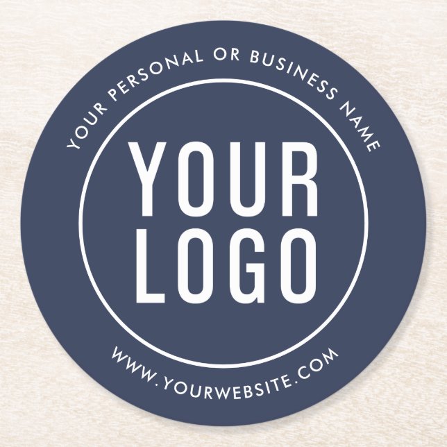 Dessous-de-verre Rond En Papier Logo d'entreprise personnalisé bleu promotionnel (Devant)