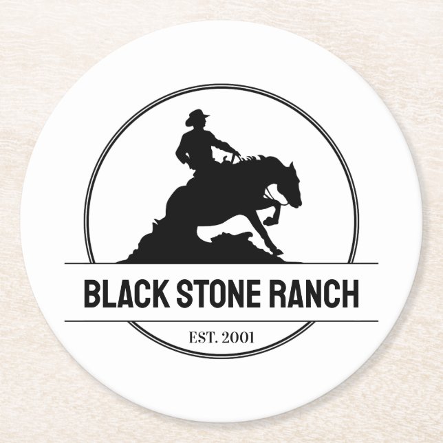 Dessous-de-verre Rond En Papier Logo du ranch pour chevaux pour endiguer la marque (Devant)