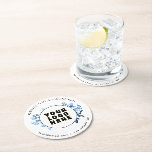 Dessous-de-verre Rond En Papier Logo et texte personnalisés minimalistes simples