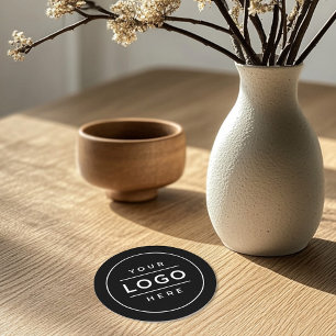Dessous-de-verre Rond En Papier Logo Minimal sur Mesure Noir pour Entreprise