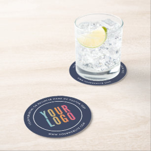 Dessous-de-verre Rond En Papier Logo personnalisé d'entreprise promotionnel bleu