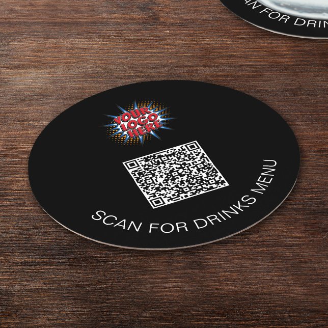 Dessous-de-verre Rond En Papier Logo personnalisé et code QR Dessous de verre de b (Créateur téléchargé)
