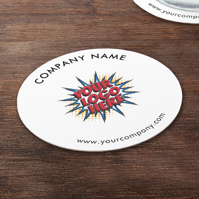 Dessous-de-verre Rond En Papier Logo personnalisé, Texte personnalisé, Blanc (Créateur téléchargé)