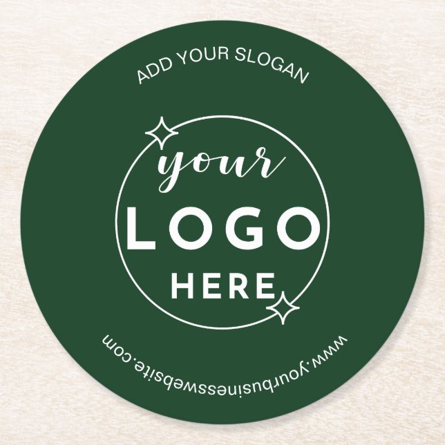 Dessous-de-verre Rond En Papier Logo professionnel minimaliste vert (Devant)