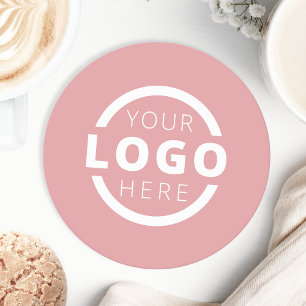 Dessous-de-verre Rond En Papier Logo promotionnel personnalisé de marque rose
