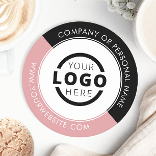 Dessous-de-verre Rond En Papier Logo promotionnel personnalisé de marque rose