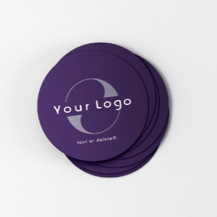 Dessous-de-verre Rond En Papier Logo sur Deep Purple + White Text Company Business