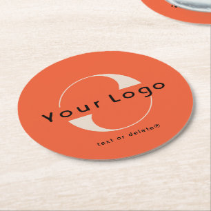 Dessous-de-verre Rond En Papier Logo sur Orange Red + Black Text Company Business