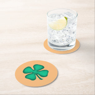 Dessous-de-verre Rond En Papier Lucky 4 feuilles irlandais Clover tressé rond de b