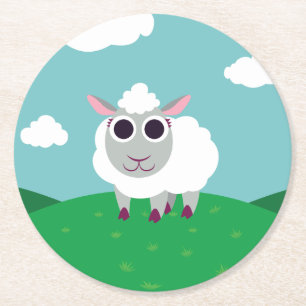 Dessous-de-verre Rond En Papier Lulu les moutons