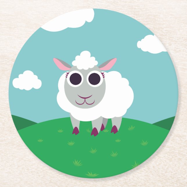 Dessous-de-verre Rond En Papier Lulu les moutons (Devant)