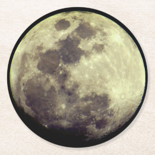 Dessous-de-verre Rond En Papier Lune détaillée de l'astronomie  
