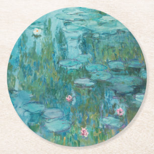 Dessous-de-verre Rond En Papier Lys à eau, Peinture à l'huile d'art, Claude Monet