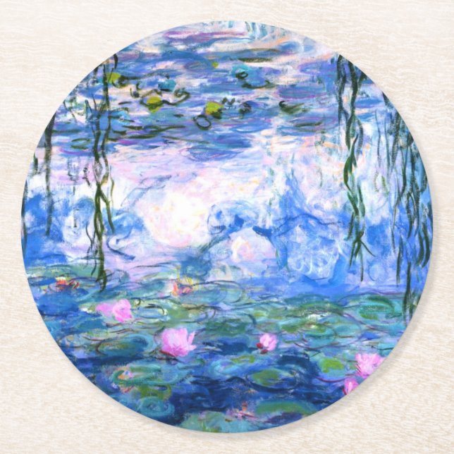 Dessous-de-verre Rond En Papier  Lys d'eau rose Monet  (Devant)