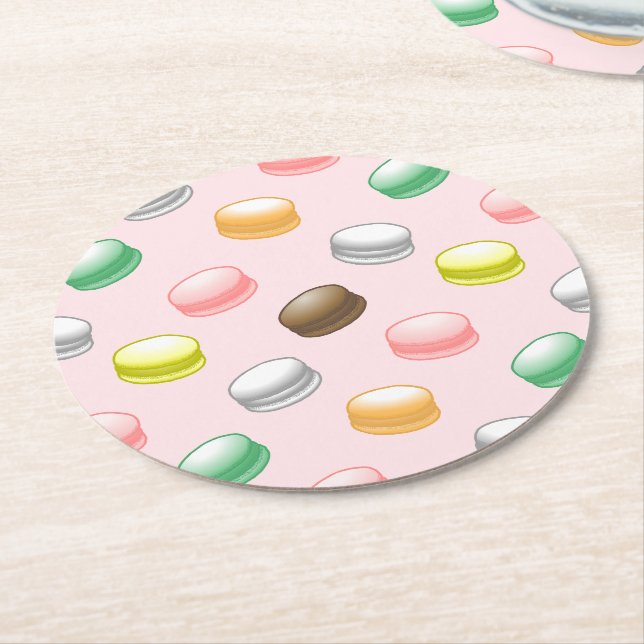 Dessous-de-verre Rond En Papier Macarons doux 16 (Incliné)