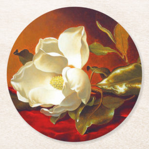 Dessous-de-verre Rond En Papier Magnolia sur Red Velvet Martin Johnson Heade