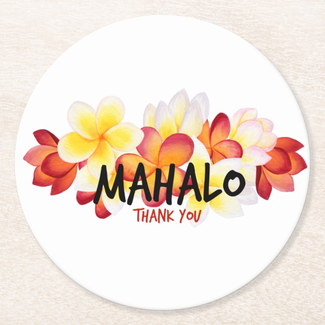 Dessous-de-verre Rond En Papier Mahalo Plumeria (Devant)