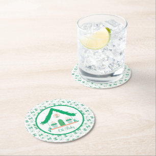 Dessous-de-verre Rond En Papier Maison verte personnalisée Oh Baby shower