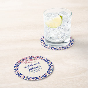 Dessous-de-verre Rond En Papier Mama Mia Baby Shower Cerisiers en Fleurs