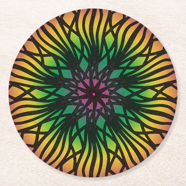 Dessous-de-verre Rond En Papier Mandala (Devant)