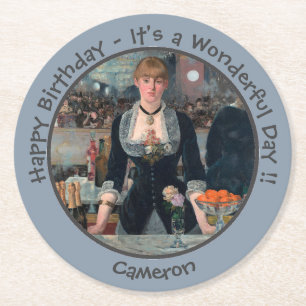 Dessous-de-verre Rond En Papier Manet Bar de la Collection Folies-Bergère