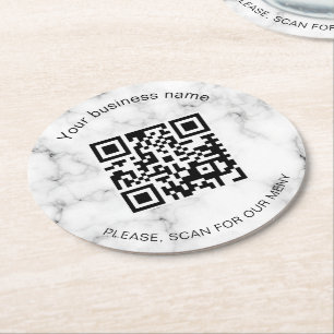 Dessous-de-verre Rond En Papier Marbre bar restaurant menu scan qr code