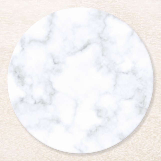 Dessous-de-verre Rond En Papier Marbre blanc (Devant)