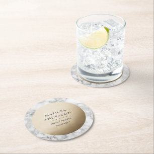 Dessous-de-verre Rond En Papier Marbre minimal moderne et géométrique or