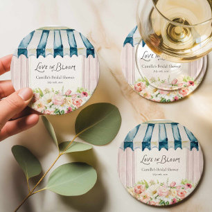 Dessous-de-verre Rond En Papier Marché de fleurs Love in Bloom pour la douche de m