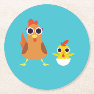 Dessous-de-verre Rond En Papier Maria et bandit les poulets