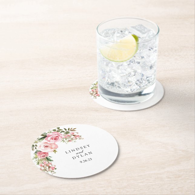 Dessous-de-verre Rond En Papier Mariage  (En situation)