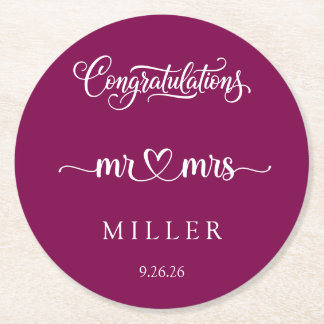 Dessous-de-verre Rond En Papier Mariage