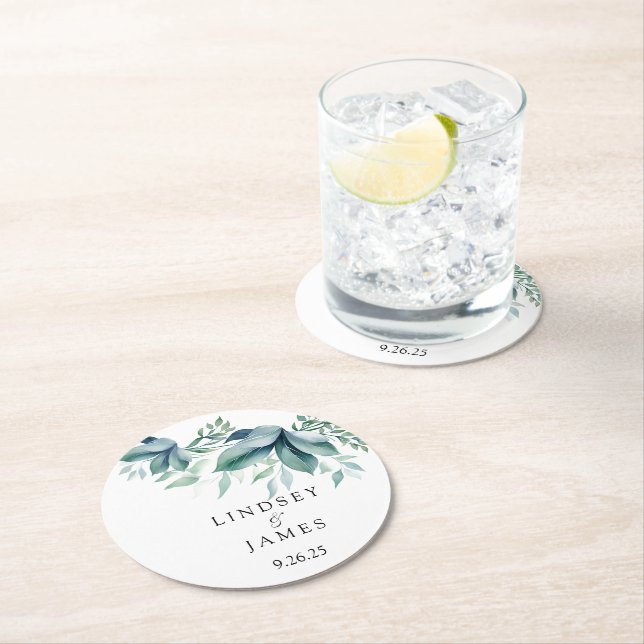 Dessous-de-verre Rond En Papier Mariage  (En situation)