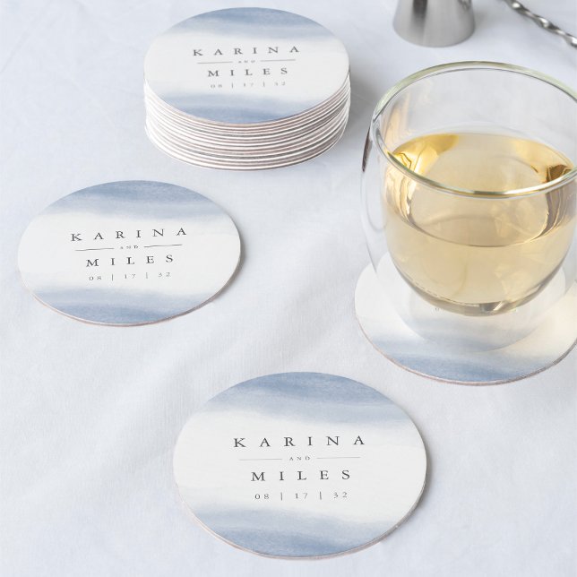 Dessous-de-verre Rond En Papier Mariage d'aquarelle côtière Ebb Tide (Créateur téléchargé)