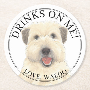 Dessous-de-verre Rond En Papier Mariage de chien de de chien roux personnalisé