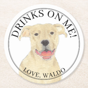 Dessous-de-verre Rond En Papier Mariage de chien tan Pitbull