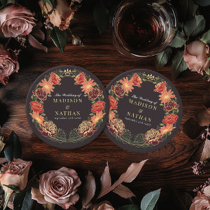 Dessous-de-verre Rond En Papier Mariage de jardin floral enchanté fantastique